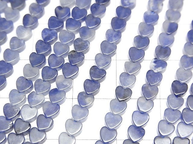 [Video] Blue Quartz Vertical Hole Heart 4x4mm 1strand beads (aprx.15inch/36cm)