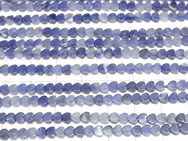 [Video] Blue Quartz Vertical Hole Heart 4x4mm 1strand beads (aprx.15inch/36cm)