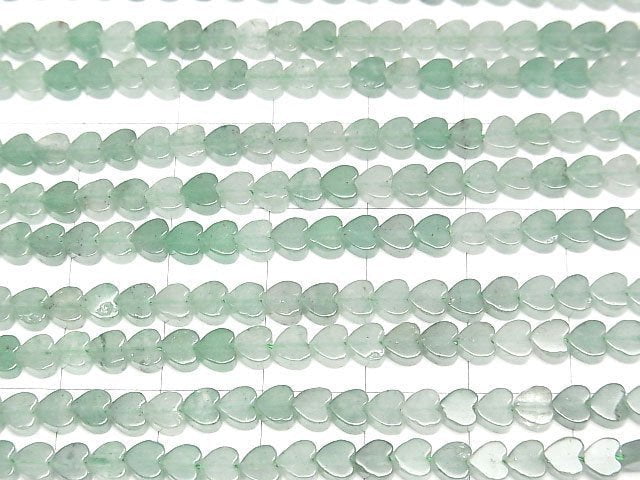 [Video] Green Abechurine Vertical Hole Heart 4x4mm 1strand beads (aprx.15inch/36cm)