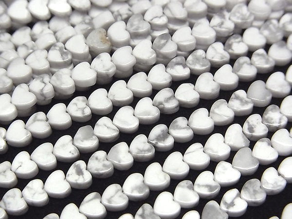 [Video] Howlite Magnesite Vertical Hole Heart 4x4mm 1strand beads (aprx.15inch/36cm)