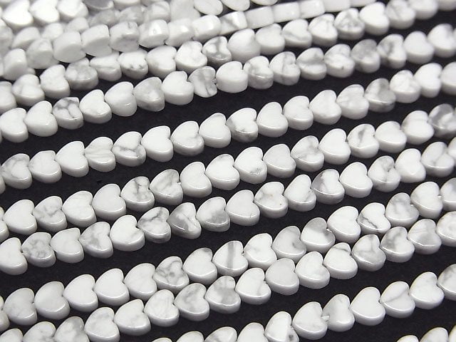 [Video] Howlite Magnesite Vertical Hole Heart 4x4mm 1strand beads (aprx.15inch/36cm)