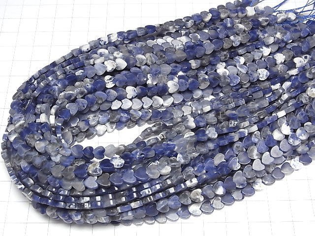 [Video] Sodalite AA Vertical Hole Heart 6x6mm 1strand beads (aprx.15inch/36cm)