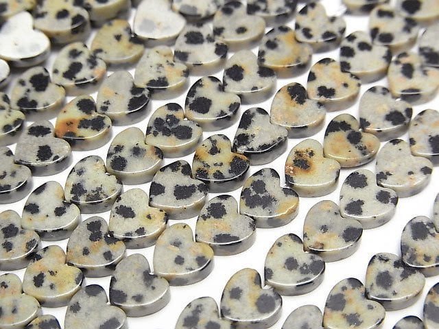 [Video] Dalmatian Jasper Vertical Hole Heart 6x6mm 1strand beads (aprx.15inch/36cm)