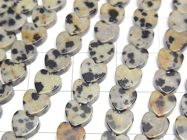 [Video] Dalmatian Jasper Vertical Hole Heart 6x6mm 1strand beads (aprx.15inch/36cm)