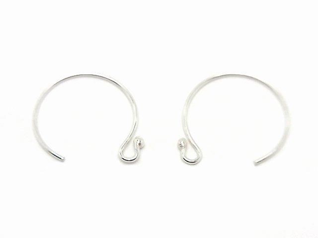 Silver925 Earwires, 14x13mm, with Round Beads, No Coating, 1 Pairs (2 Pieces)
