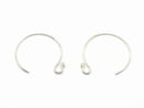 Silver925 Earwires, 14x13mm, with Round Beads, No Coating, 2 Pairs (4 Pieces)