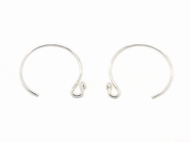 Silver925 Earwire 14x13mm with Round Beads No coating 2pairs (4 pieces)