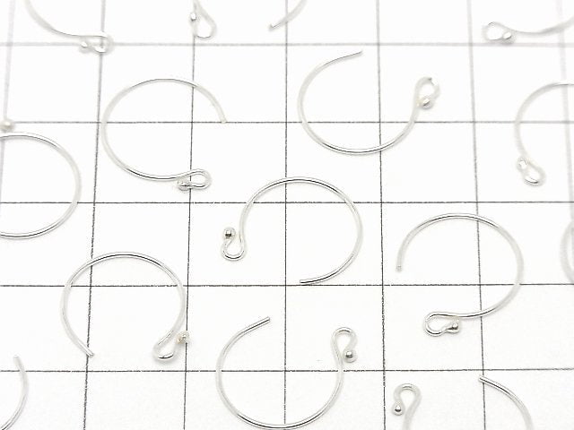 Silver925 Earwire 14x13mm with Round Beads No coating 2pairs (4 pieces)