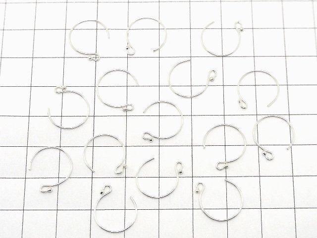 Silver925 Earwires, 14x13mm, with Round Beads, No Coating, 1 Pairs (2 Pieces)