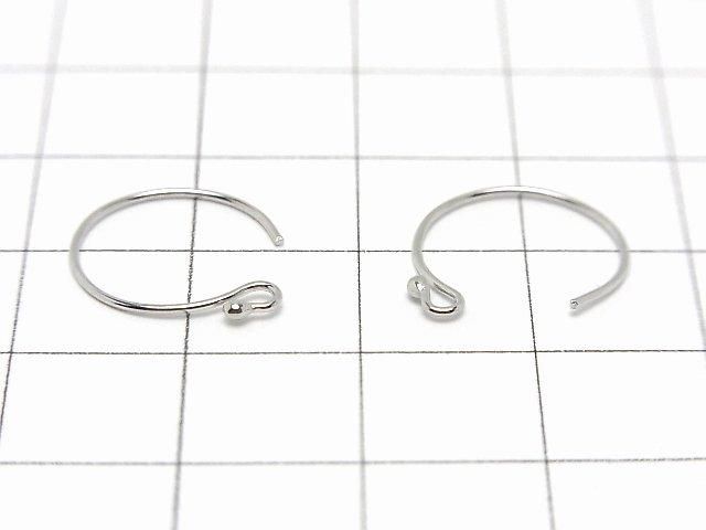Silver925 Earwires 14x13mm with Round Beads, Rhodium Plated, 2 Pairs (4 Pieces)