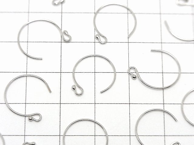 Silver925 Earwire 14x13mm Round Beads Rhodium Plated 2pairs (4 pieces)