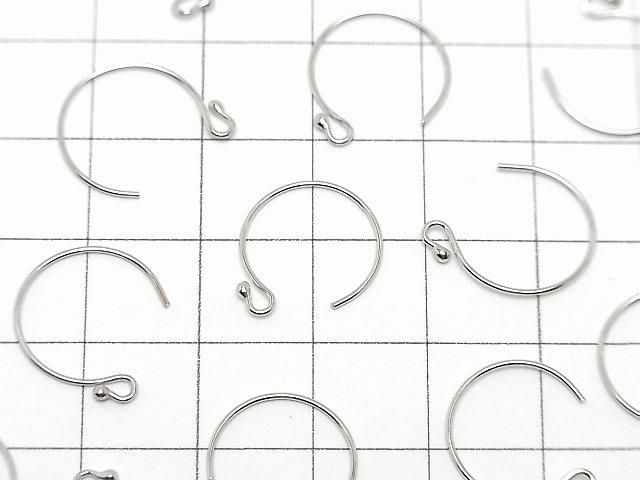 Silver925 Earwires 14x13mm with Round Beads, Rhodium Plated, 1 Pairs (2 Pieces)
