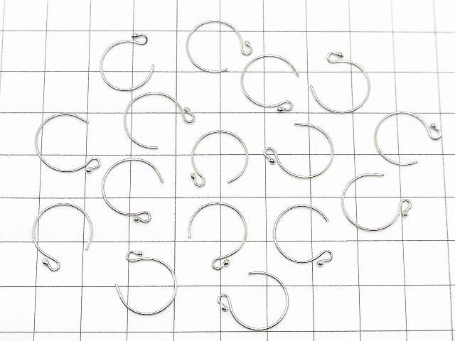 Silver925 Earwires 14x13mm with Round Beads, Rhodium Plated, 1 Pairs (2 Pieces)