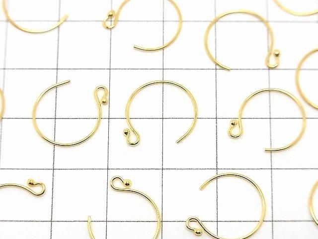 Silver925 Earwire 14x13mm with Round Beads, 18KGP, 1 Pairs (2 Pieces)
