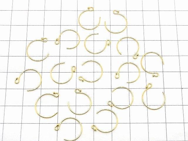 Silver925 Earwire 14x13mm with Round Beads 18KGP 2pairs (4 pieces)