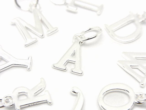 Silver925 Alphabet (Initial) Motif Charm with Jump Ring No Coating 1pc