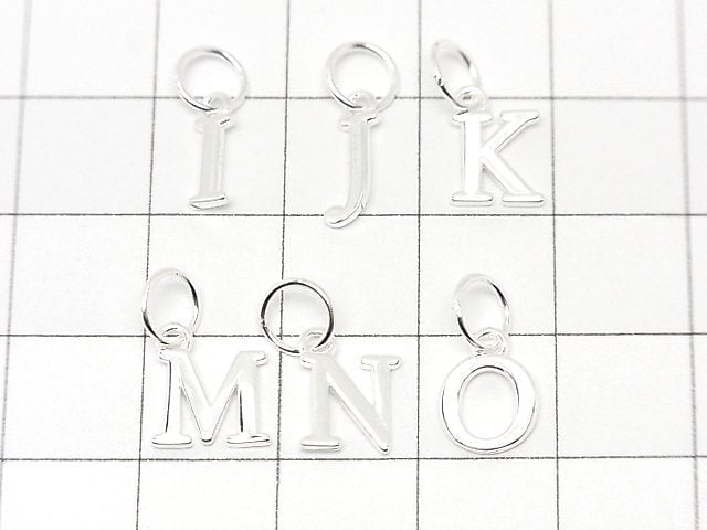 Silver925 Alphabet (Initial) Motif Charm with Jump Ring No Coating 1pc