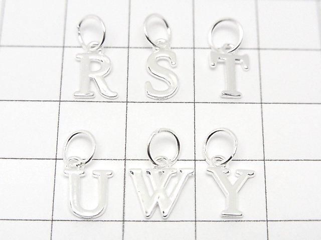 Silver 925 Alphabet (Initial) Motif Jump Ring Charm, No Coating, 1pc