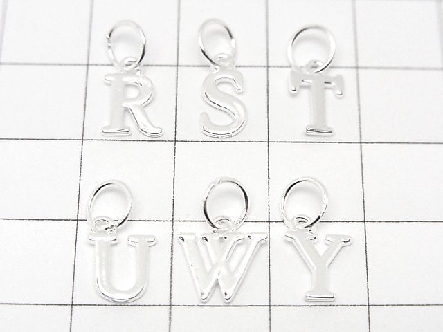 Silver925 Alphabet (Initial) Motif Charm with Jump Ring No Coating 1pc