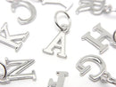 Silver925 Alphabet (Initial) Motif Jump Ring with Charm, Rhodium Plated, 1pc