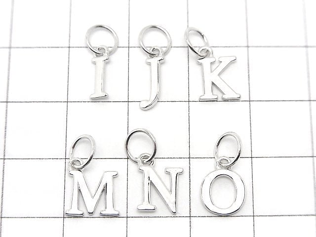 Silver925 Alphabet (Initial) Motif Charm with Jump Ring Rhodium Plated 1pc