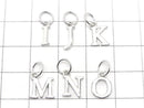 Silver925 Alphabet (Initial) Motif Jump Ring with Charm, Rhodium Plated, 1pc