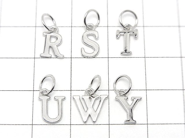 Silver925 Alphabet (Initial) Motif Charm with Jump Ring Rhodium Plated 1pc