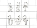 Silver925 Alphabet (Initial) Motif Jump Ring with Charm, Rhodium Plated, 1pc
