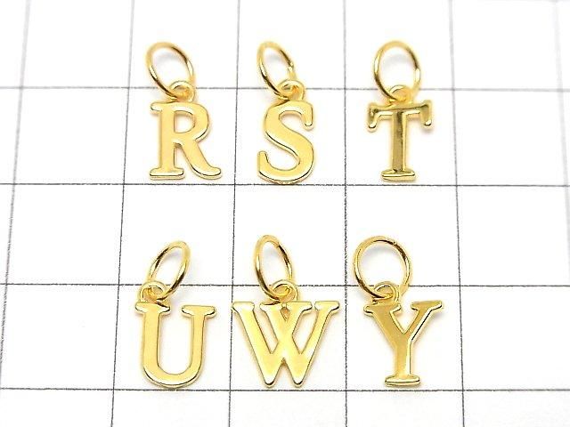 Silver 925 Alphabet (Initial) Motif Jump Ring Charm, 18KGP (1pc)