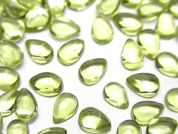 [Video]High Quality Peridot AAA Pear shape Cabochon 6x4mm 5pcs