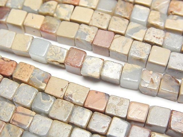 [Video] Impression Jasper Cube 4.5x4.5x4.5mm 1strand beads (aprx.15inch/36cm)