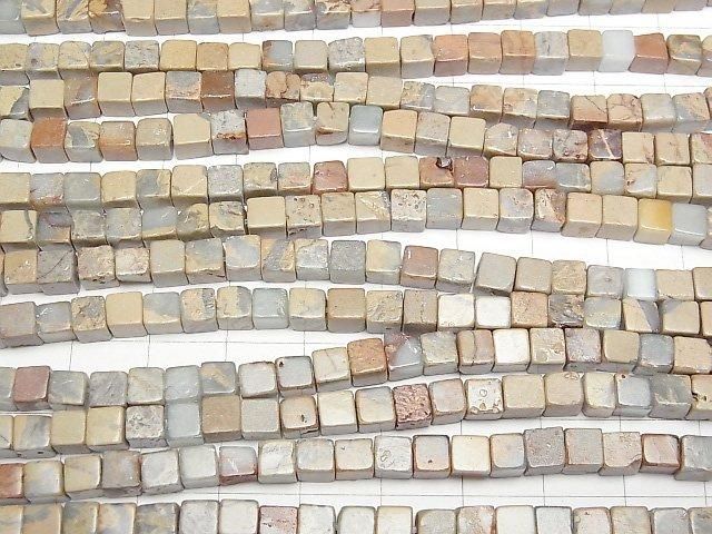 [Video] Impression Jasper Cube 4.5x4.5x4.5mm 1strand beads (aprx.15inch/36cm)