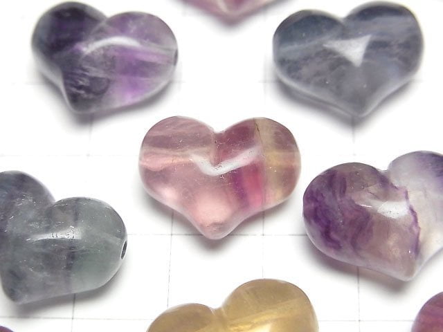 [Video] Multicolor Fluorite AA Heart 14x18mm [] 3pcs