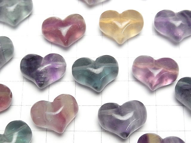 [Video] Multicolor Fluorite AA Heart 14x18mm [] 3pcs