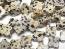[Video] Dalmatian Jasper flower motif 10x10mm 1strand beads (aprx.15inch/37cm)