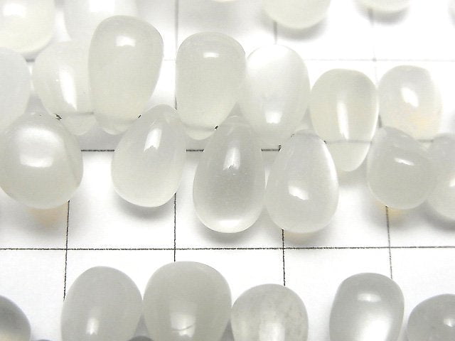 [Video]High Quality White Moonstone AA++ Drop (Smooth) half or 1strand beads (aprx.7inch/18cm)