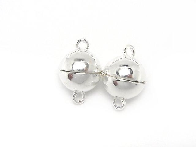 Silver 925 Magnetic Clasp, Round, 6mm, 8mm, No Coating, 1 Pair