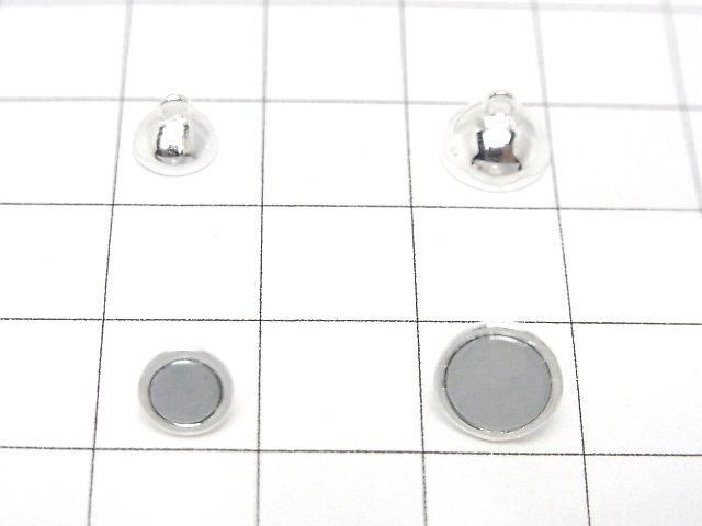 Silver 925 Magnetic Clasp, Round, 6mm, 8mm, No Coating, 1 Pair