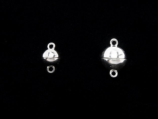 Silver925 Magnetic Clasp Round 6mm,8mm No coating 1pair