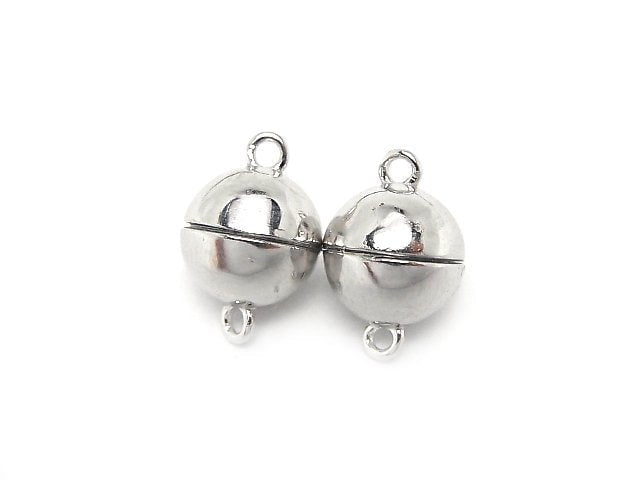 Silver925 Magnetic Clasp Round 6mm,8mm Rhodium Plated 1pair