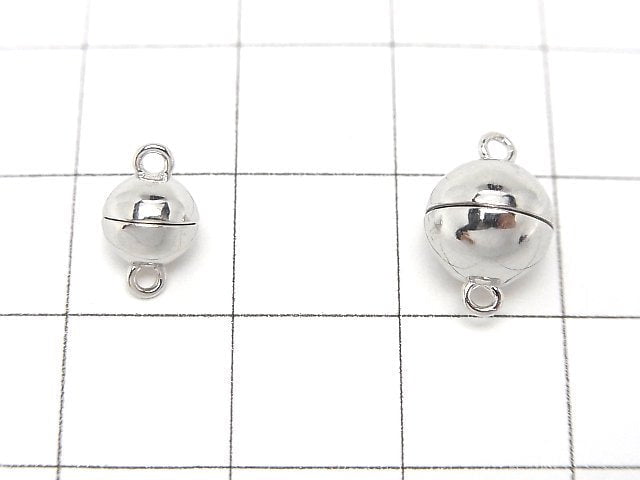 Silver925 Magnetic Clasp Round 6mm,8mm Rhodium Plated 1pair