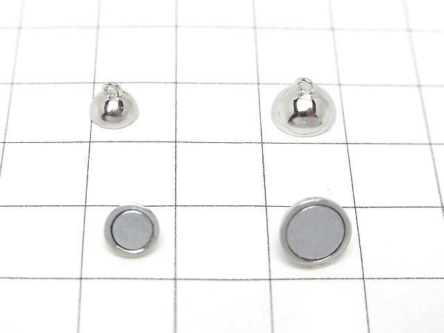 Silver 925 Magnetic Clasp, Round, 6mm & 8mm, Rhodium Plated, 1 Pair