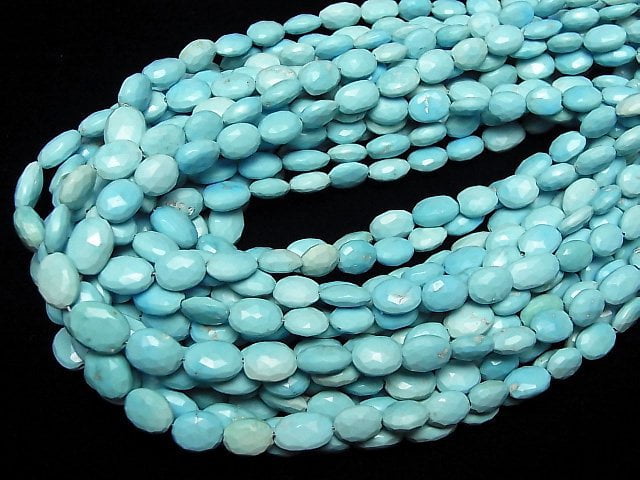 [Video] Arizona Sleeping Beauty Turquoise AA++ Faceted Oval half or 1strand beads (aprx.15inch/38cm)