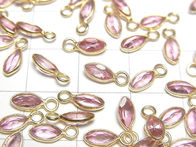 [Video]High Quality Pink Topaz AAA Bezel Setting Marquise Faceted 6x3mm 18KGP 5pcs