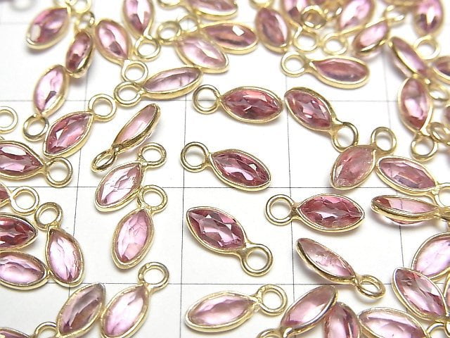 [Video]High Quality Pink Topaz AAA Bezel Setting Marquise Faceted 6x3mm 18KGP 5pcs