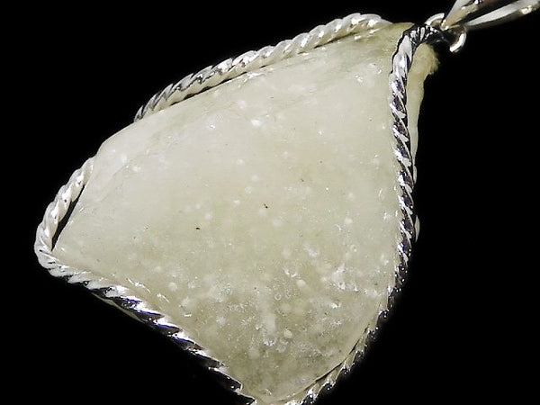 [Video][One of a kind] Libyan Desert Glass Rough Rock Nugget Pendant Silver925 NO.4