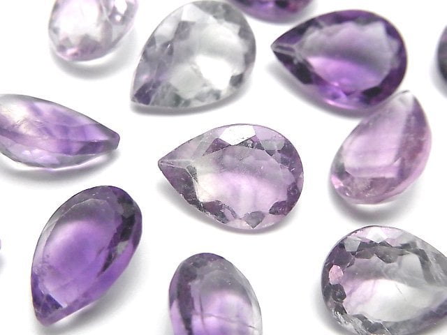 [Video]High Quality Purple Fluorite AAA- Loose stone Pear shape Faceted 14x10mm 2pcs