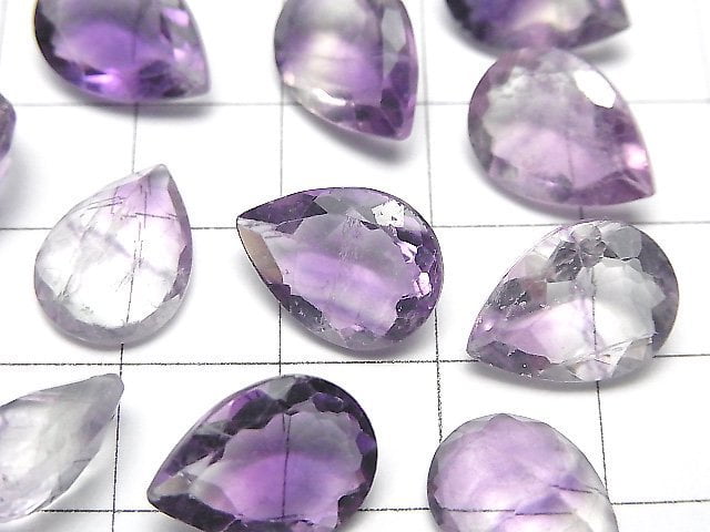 [Video]High Quality Purple Fluorite AAA- Loose stone Pear shape Faceted 14x10mm 2pcs