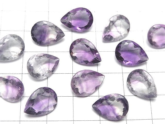 [Video]High Quality Purple Fluorite AAA- Loose stone Pear shape Faceted 14x10mm 2pcs