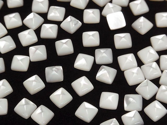 [Video] High Quality White Shell (Silver-lip Oyster) AAA Sugarloaf Cut 8x8mm 4pcs